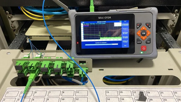 Teste de fibra óptica